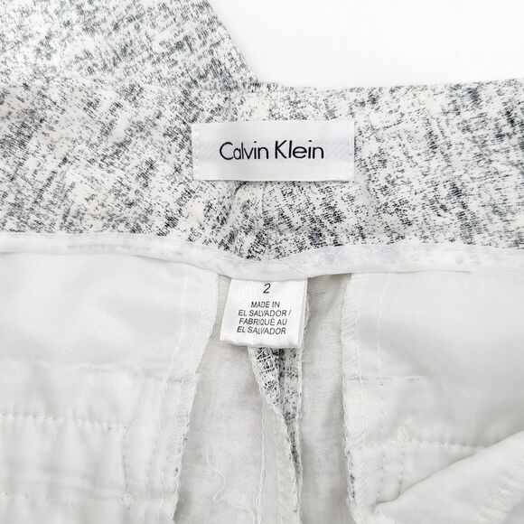 Calvin Klein White and Black Abstract Slim Straight Leg Office Pants Size 2 - Picture 3 of 9